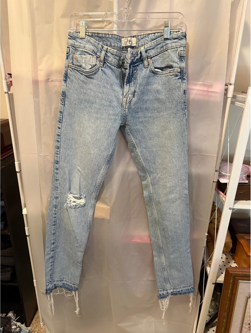 We The Free Light Wash Distressed Skinny Jeans Size 26